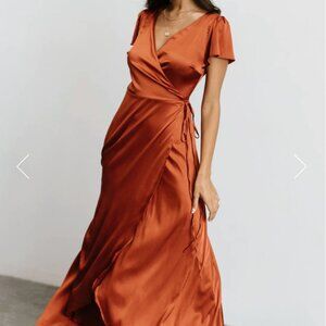 Baltic Born Krystal Satin Wrap Gown